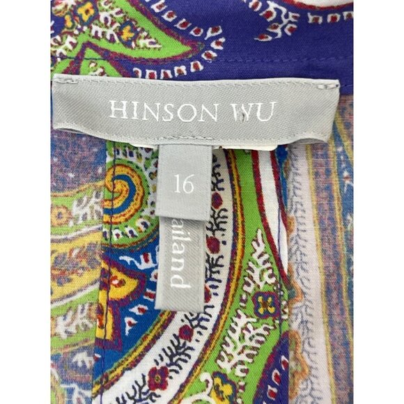 Hinson Wu Aileen 3/4 Sleeve Paisley Printed Shirt Button Back Size 16 $270 NWOT - Picture 6 of 16